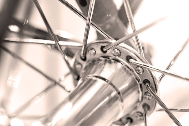 Bicycle front wheel with spokes - Фото, зображення