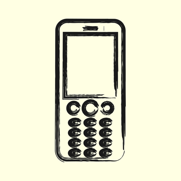 Smartphone line art icon, outline style vector illustration, simple mobile phone. Hand drawn sketch - Vettoriali, immagini