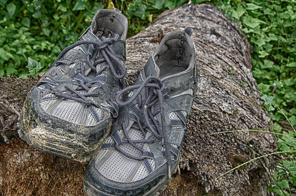 eski spor ayakkabı açık atılmış - Fotoğraf, Görsel