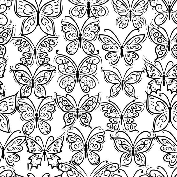 Art butterflies, seamless pattern for your design - Διάνυσμα, εικόνα