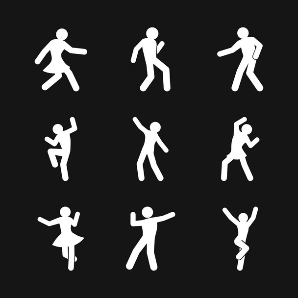 Танцююча векторна ікона. Ілюстрація на фоні, люди танцюють
 - Вектор, зображення