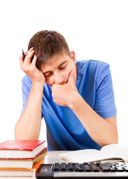 Tired Student with a Books - Photo, Image