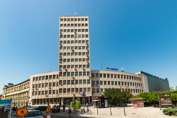 Novi Sad, Serbia June 13, 2019: The post office in Novi Sad. It is the main part of Novi Sad, and it is also known as City Centre.  - Fotó, kép
