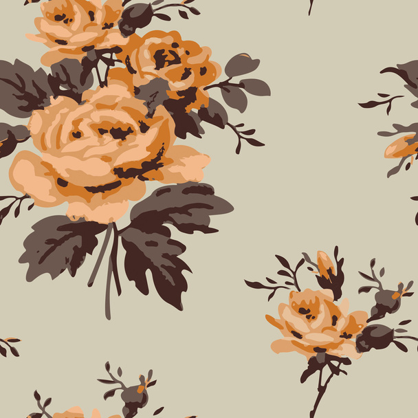40's Style Rose Seamless Vector Pattern. - Vector, Image