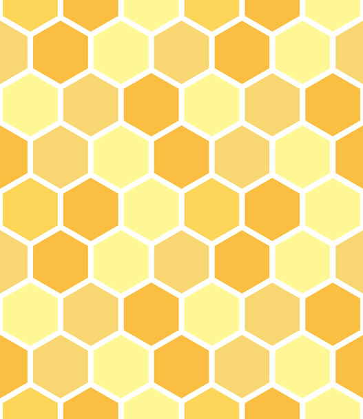 Honingraat naadloze patroon ontwerp in kleur. Honingraat raster vector kleurrijke patroon in geel en oranje. - Vector, afbeelding