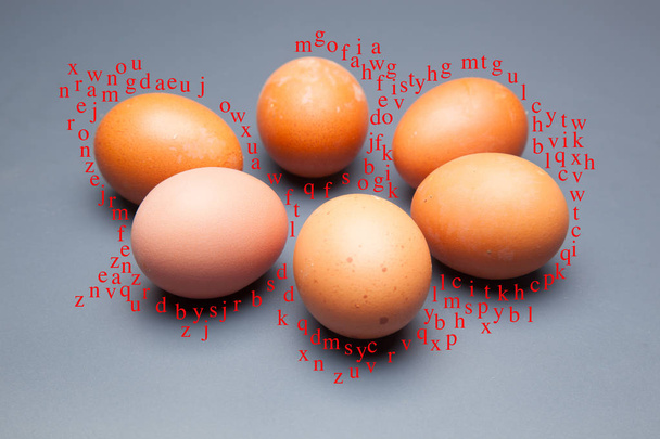 Yarım düzine taze yumurta, sağlıklı tavuklar, bin farklı şekilde tüketilmeye hazır. Yumurta ile biz pstelera, pasta ve geleneksel mutfağıhem de tarifleri yüzlerce yapabilirsiniz. - Fotoğraf, Görsel