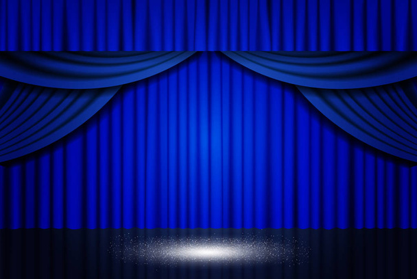 Background with blue theater curtain - Vector, Image