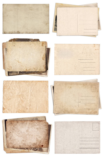 Különféle régi papírok és képeslapok a karcolásoktól és a folttól - Fotó, kép