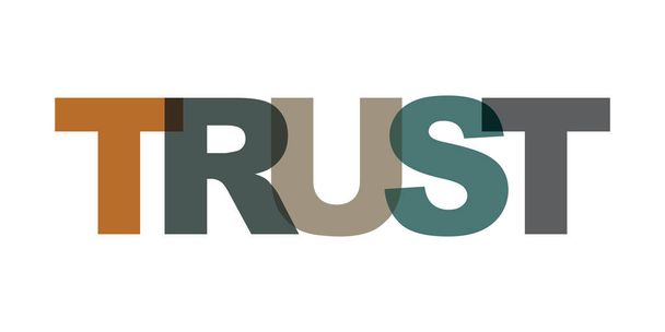Texto de tarjeta de negocios de gestión de confianza. Cartel de letras moderno. Co
 - Vector, Imagen