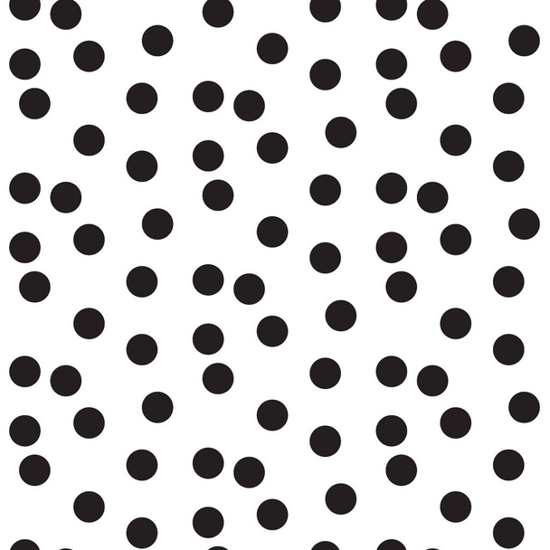 Preto branco pontos espalhados polka fundo sem costura padrão
 - Vetor, Imagem