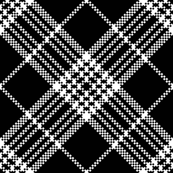 Proste, ciemne tkaniny sprawdzić czarny biały wzór - Wektor, obraz