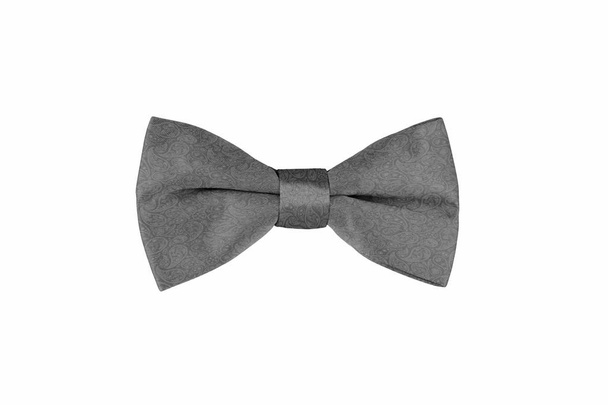 Paisley wzór modny szary łuk krawat na białym tle - Zdjęcie, obraz