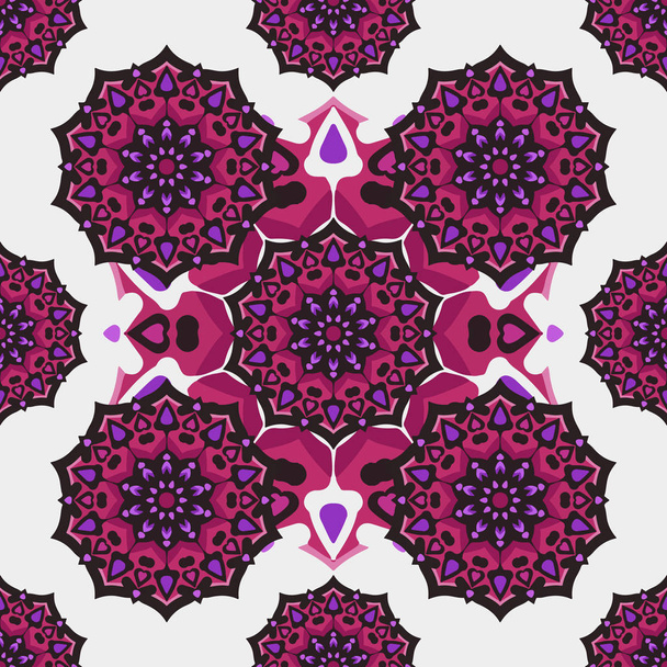 Seamless pattern with ethnic mandala art ornament. Mandala seamless pattern background. Floral mandala pattern background - Vector, Image