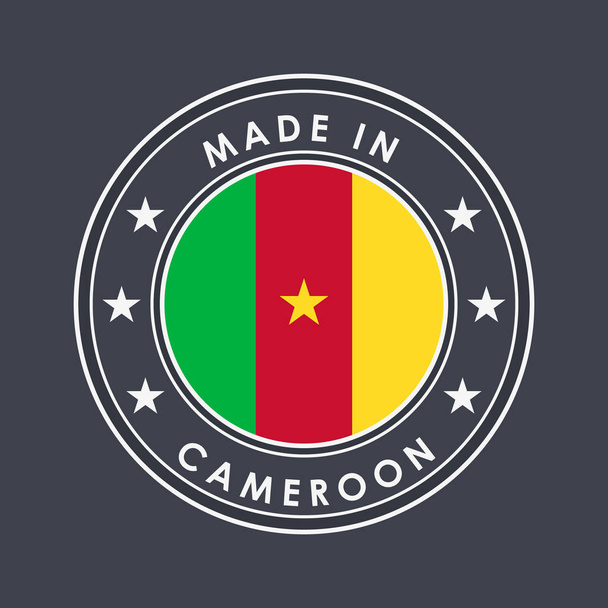 Vlag van Kameroen. Rond label met land naam voor unieke - Vector, afbeelding