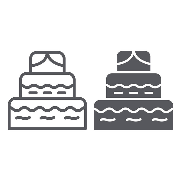 Linea torta e icona glifo, cibo e dolci, segno di dessert, grafica vettoriale, un modello lineare su sfondo bianco
. - Vettoriali, immagini