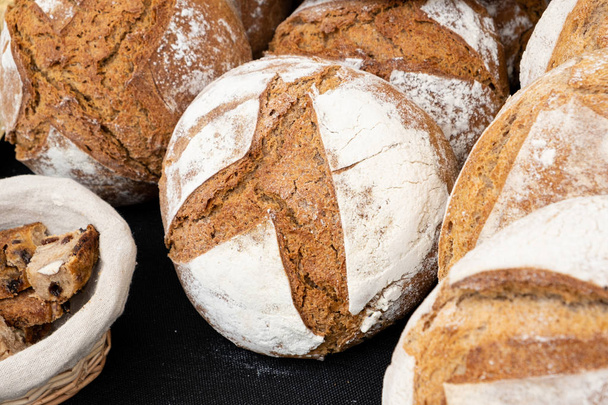 Organic country breads made with sourdough with different cereal - Fotografie, Obrázek