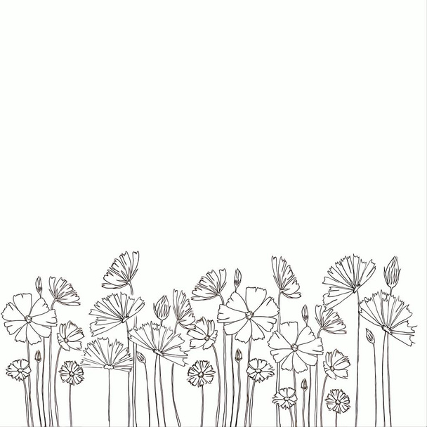 Концепція ілюстрації квітів. Намальовування красивих квітів на білому тлі, декоративні серії з лінією ручки та штрихом пензля, використовуються для квіткового візерунка для тканини, шпалер тощо
. - Фото, зображення