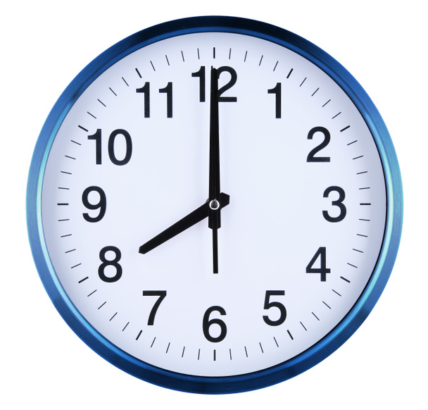 Настінний годинник ізольовано на білому тлі. Вісім годин
 - Фото, зображення