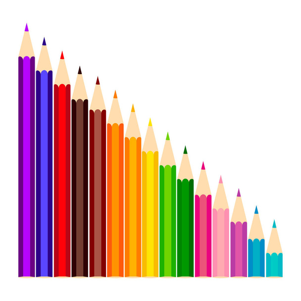 Colorful pencils on white background. Vector. - Vector, Image