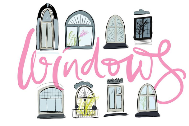 set of windows, simply vector illustration - Вектор,изображение
