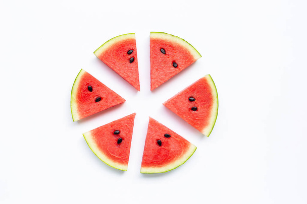 slices of watermelon isolated on white background. - Foto, afbeelding