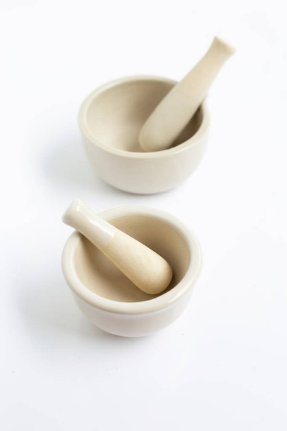 Mortar and pestle on white - Photo, Image