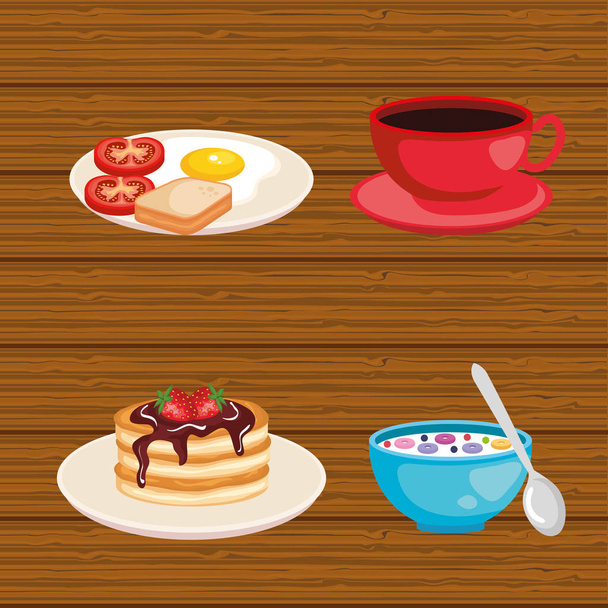 Set Frühstück Nahrung frische Ernährung - Vektor, Bild