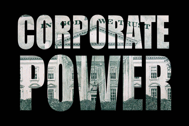 Надпись корпоративной реформы с деньгами внутри на черном фоне
 - Фото, изображение