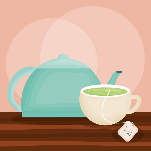 pyszny napój filiżanki herbaty - Wektor, obraz