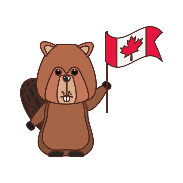 カナダデザインのビーバー森林動物 - ベクター画像