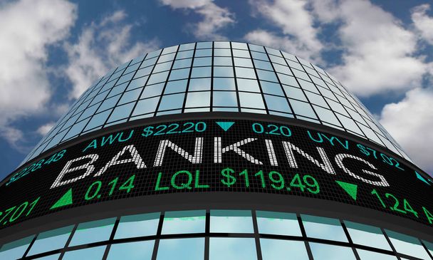 Banken Finanzunternehmen Börse Industrie Sektor Wall Street Gebäude 3D Illustration - Foto, Bild