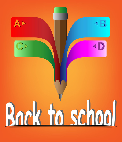 Pencil ribbon banner back to school vector illustration - Vector, Image
