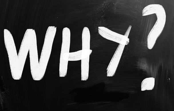 "Neden" bir tahta üzerinde beyaz tebeşir ile el yazısı - Fotoğraf, Görsel