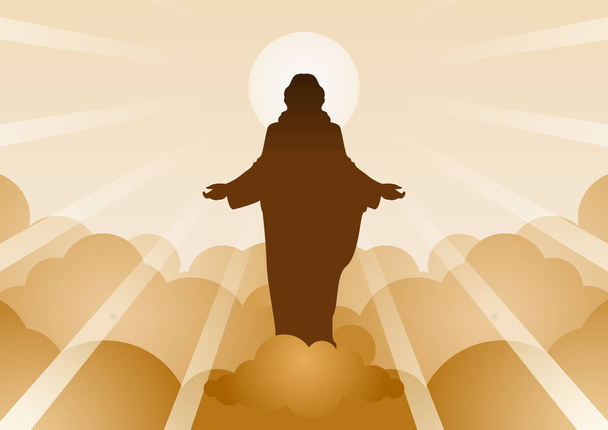 Jesus Christ with light and cloud backward mean begin of hope,be - Vector, Image
