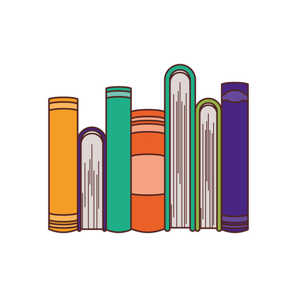 Group of books and hand design - Vector, Image