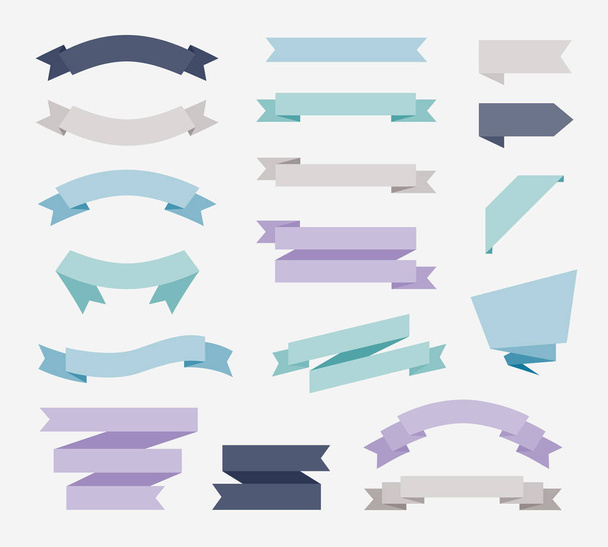 Flat design of labels, ribbon banners, Banner Web Sticker illustration. - Vektor, obrázek