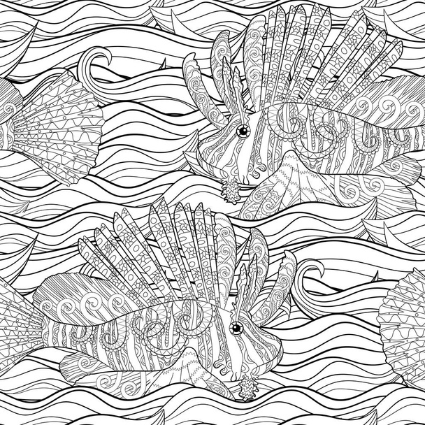 Χρωματισμός σελίδα με το λιοντάρι ψάρι σε στυλ μοτίβο. - Διάνυσμα, εικόνα