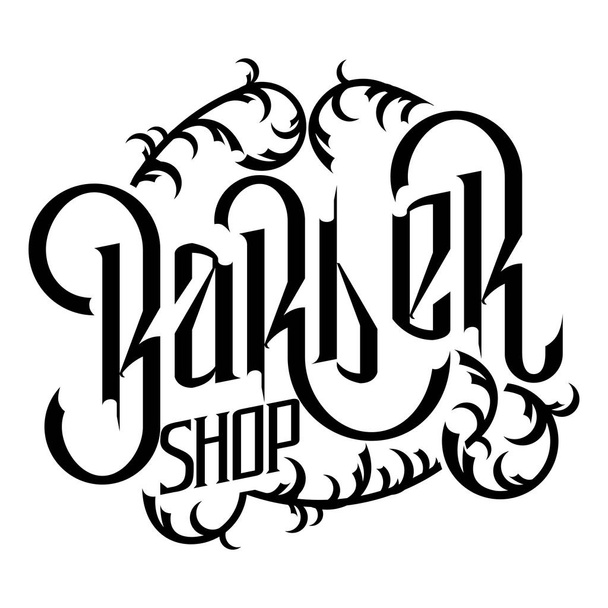 Hand drawn Barber shop logo. Vector calligraphic illustration - Vector, Image