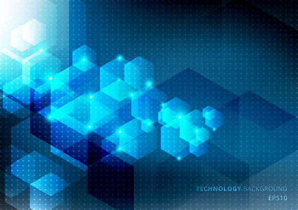 Concepto abstracto de ciencia y tecnología a partir de hexagones azules eleme
 - Vector, imagen
