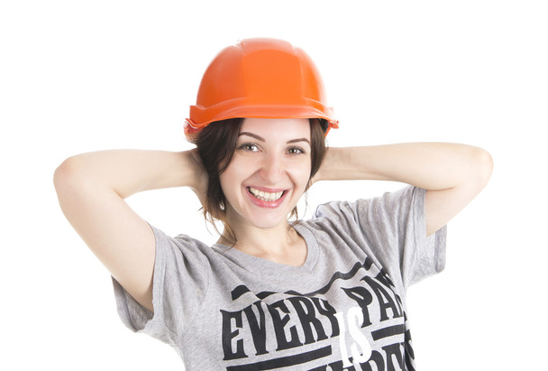 Bauarbeiterin lächelt - Foto, Bild