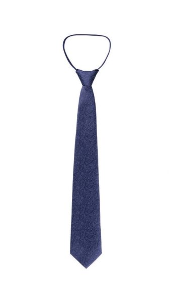 Paisley-Muster stilvoll eng gebunden marineblaue Krawatte isoliert auf weißem Hintergrund - Foto, Bild