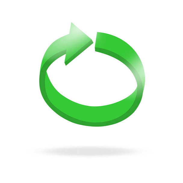 3d circular green arrow or recycling and bright - Vector, Imagen