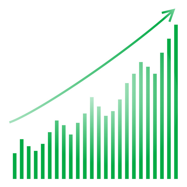 Green bar graph and bright - Vector, Image