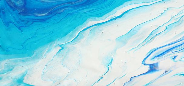 photography of abstract marbleized effect background. blue and white creative colors. Beautiful paint. - Photo, Image