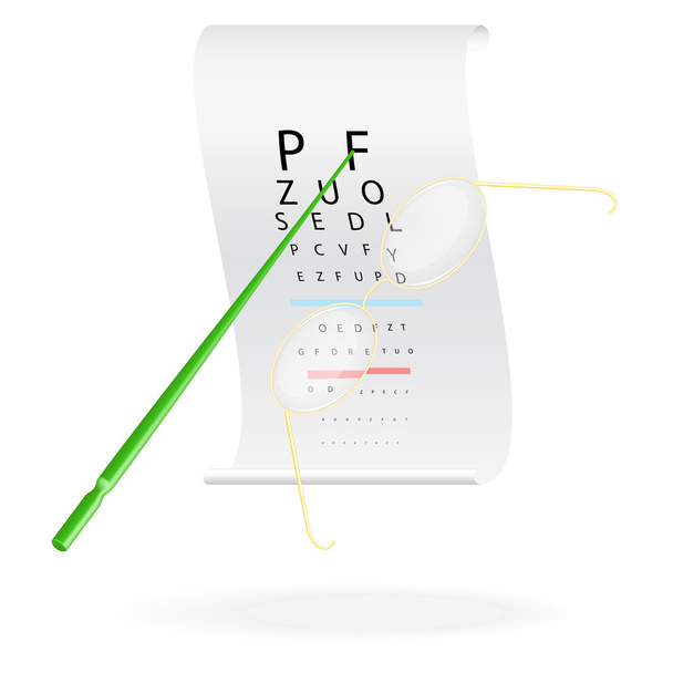 Glasses on a eye sight test chart. Vector illustration - Vector, Image