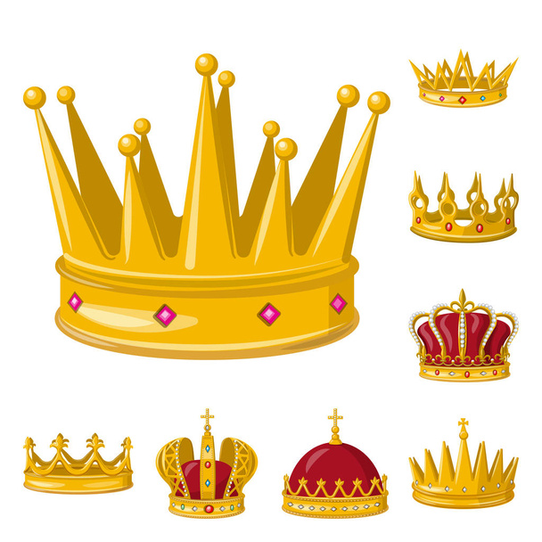 Isolated object of monarchy and gold sign. Collection of monarchy and heraldic vector icon for stock. - Vetor, Imagem