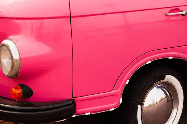 Retro pink car close up. - Fotó, kép