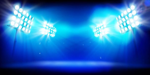 Lights on big stadium. Light performance. Vector illustration. - Vector, Image