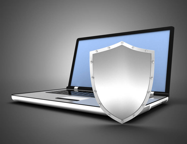 Концепция безопасности ноутбука. 3d иллюстрация
 - Фото, изображение