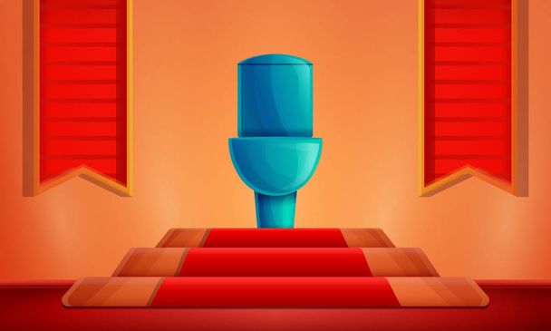 cartoon room with a toilet on a pedestal, vector illustration - Vector, Image